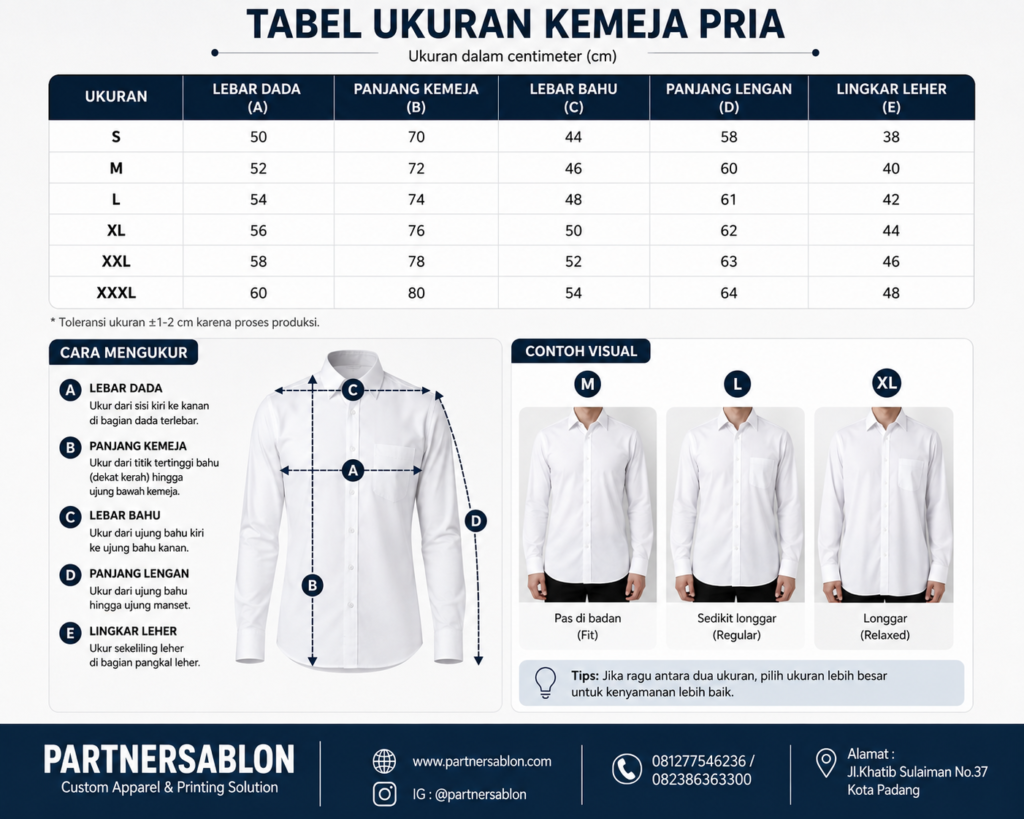 Jual Kemeja Custom, harga kemeja custom